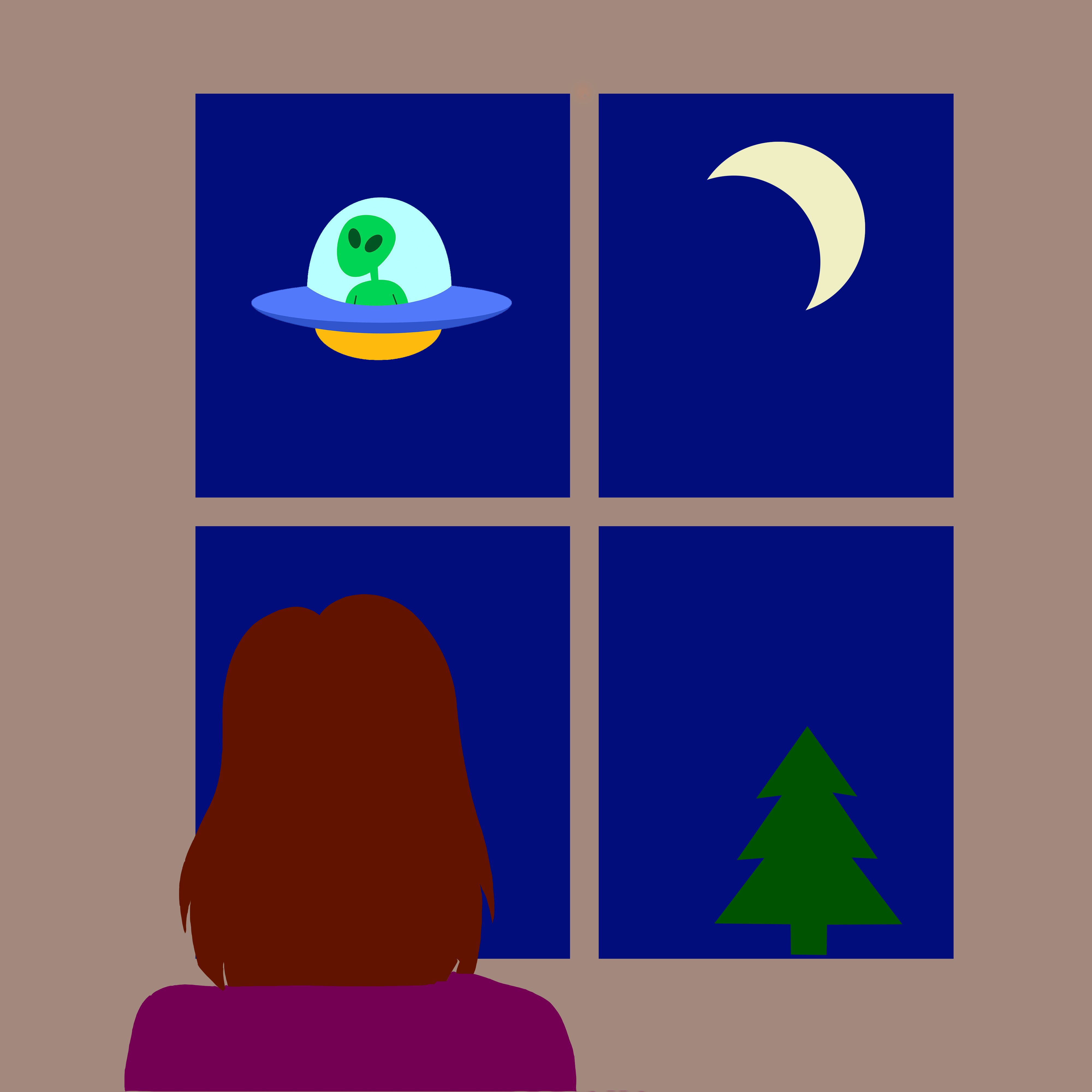 girl in window image created in Photoshop